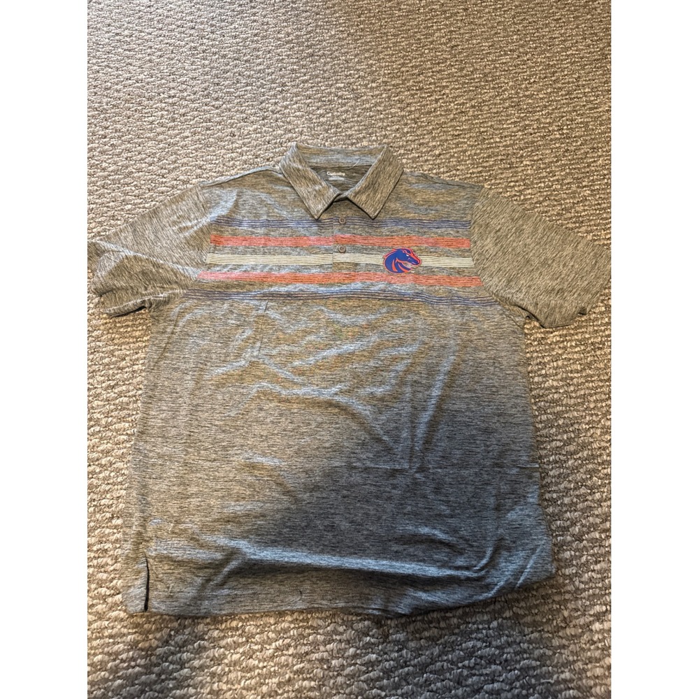 Captivating Boise State Broncos Mens Large Polo Shirt Gray Striped NCAA Golf‎ L
